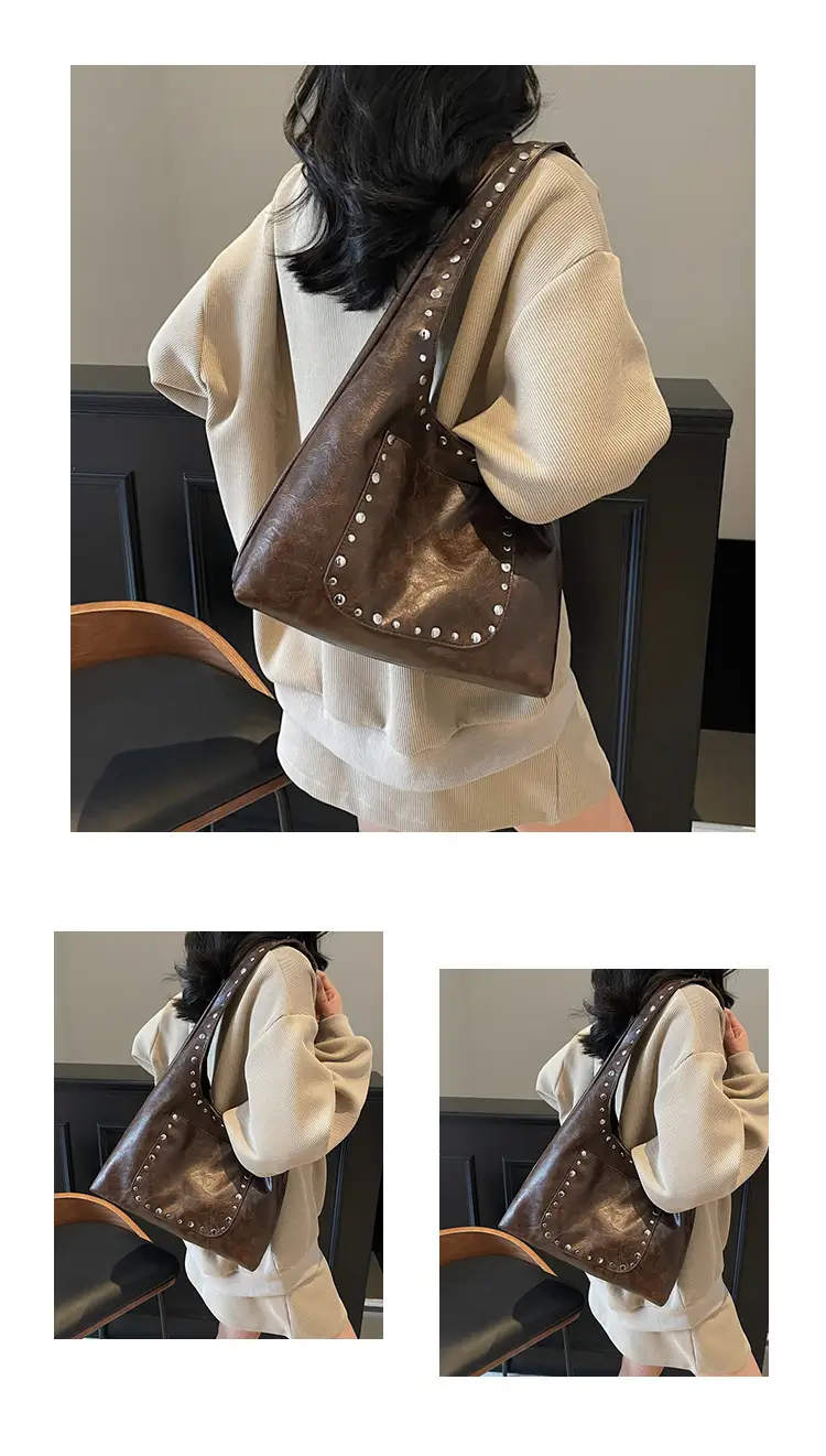 Retro Rivet Leather Shoulder Bag for Women — feature 10