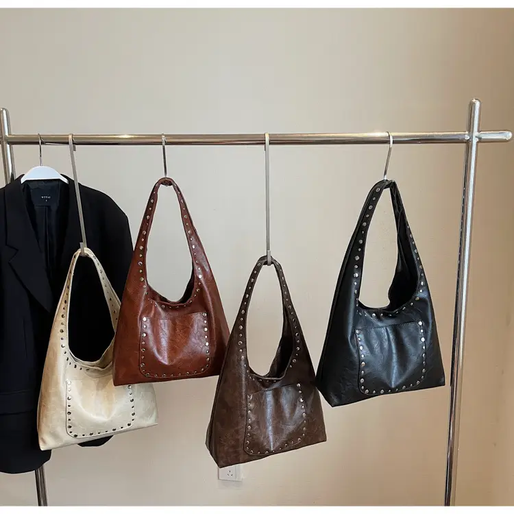 Retro Rivet Leather Shoulder Bag for Women — feature 12