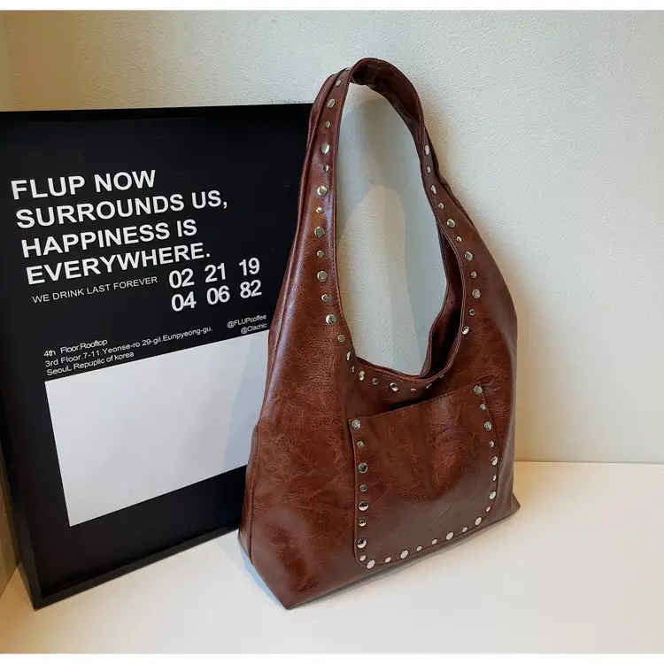 Retro Rivet Leather Shoulder Bag for Women — feature 21