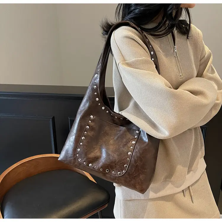 Retro Rivet Leather Shoulder Bag for Women — feature 30