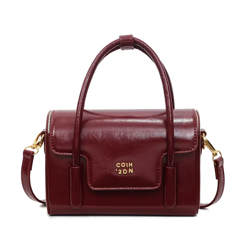 Korean Retro Small Square Handbag Maroon 2025 - Image 3