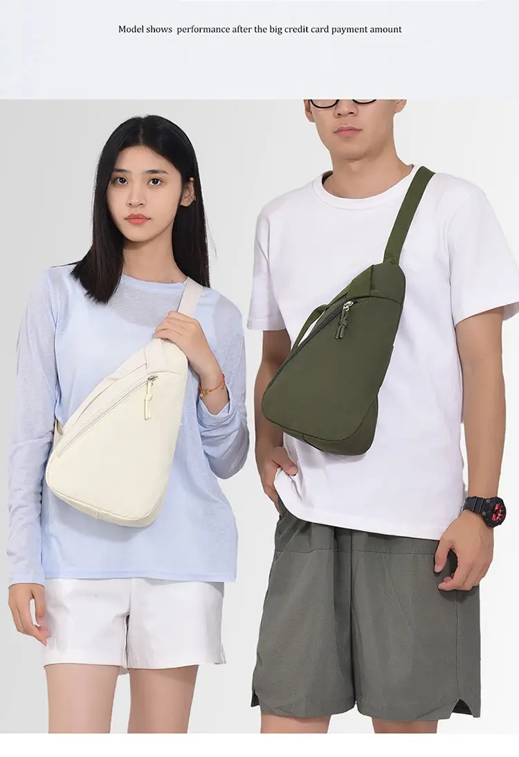 Men's Japanese Nylon Chest Bag Cream Single Shoulder — feature 19