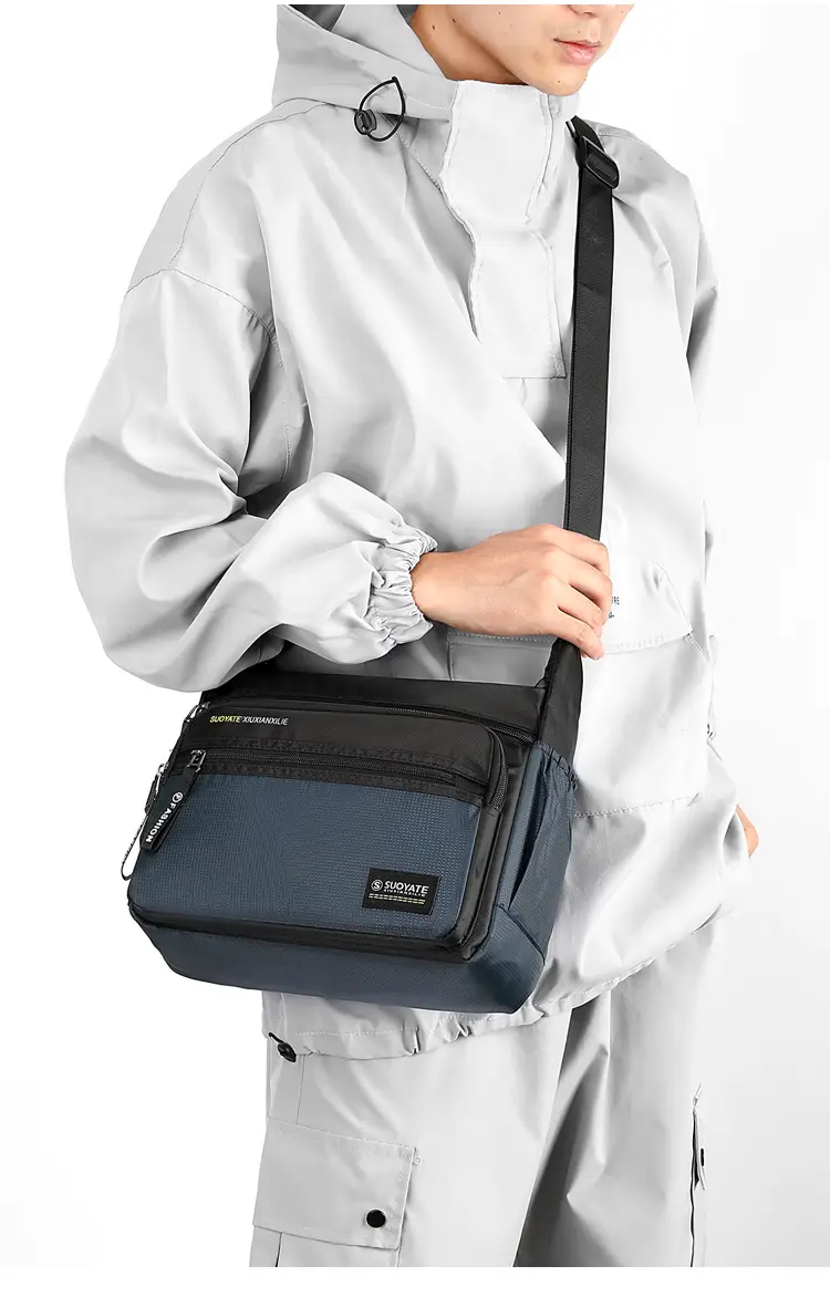Men's Oxford Cloth Business Shoulder Bag Large Capacity Green — feature 13