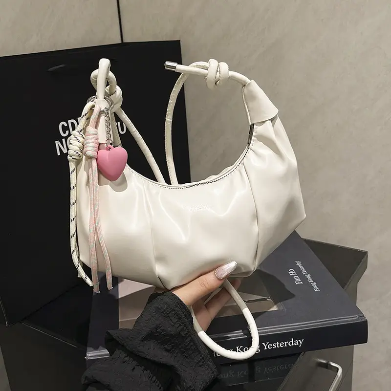 Silver Oil Leather Shoulder Bag for Women - Image 6