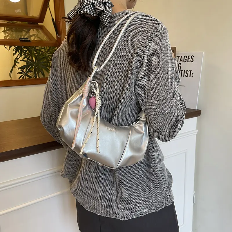 Silver Oil Leather Shoulder Bag for Women — feature 28