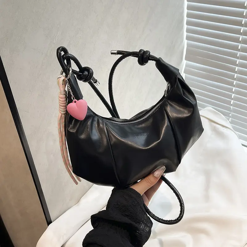 Silver Oil Leather Shoulder Bag for Women - Image 4