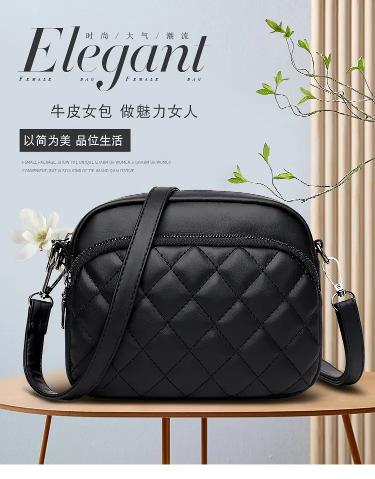 Women's Black Quilted Shoulder Crossbody Bag 2025 — feature 1
