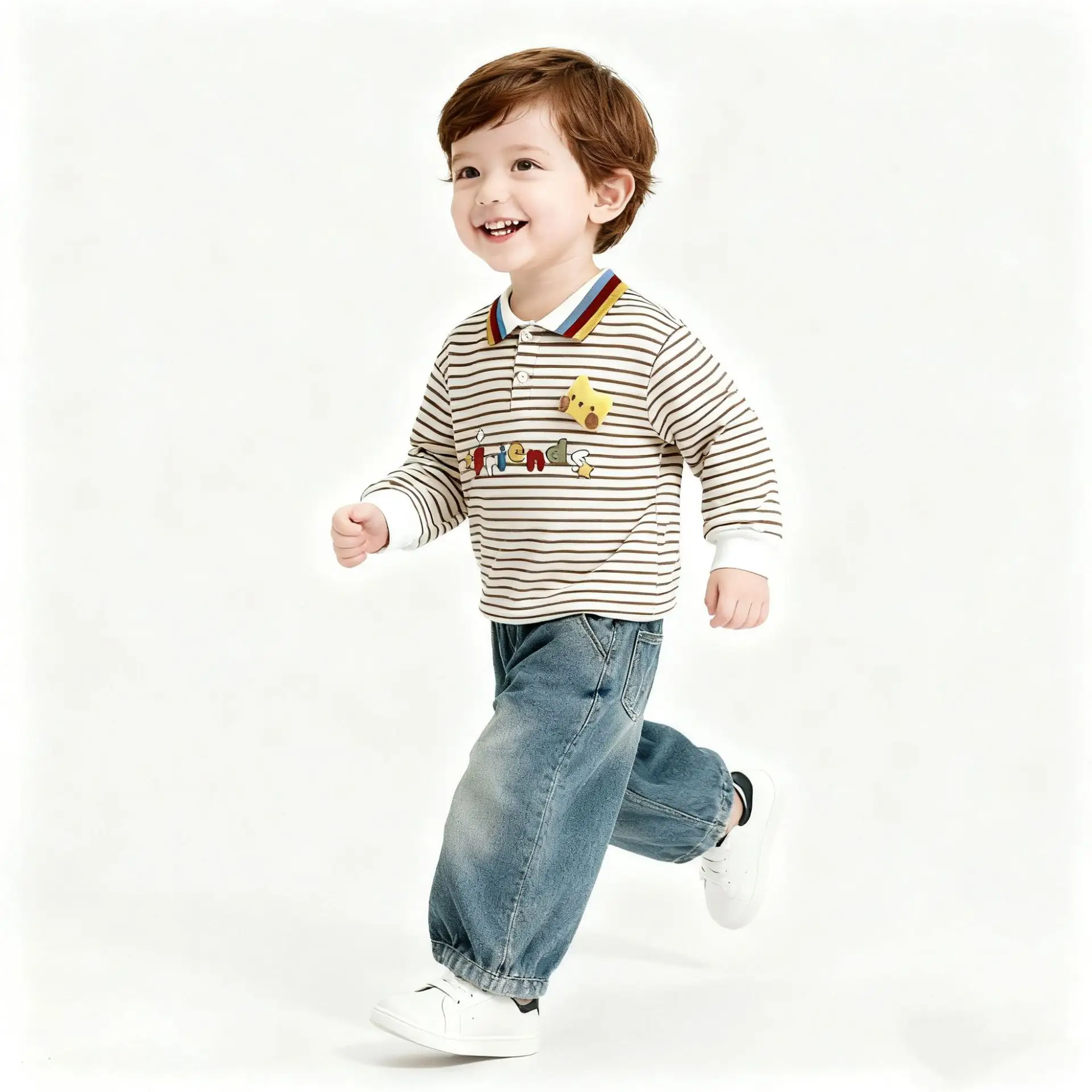 Children Striped T-Shirt 2025 New Autumn Boys Korean Doll - Image 5