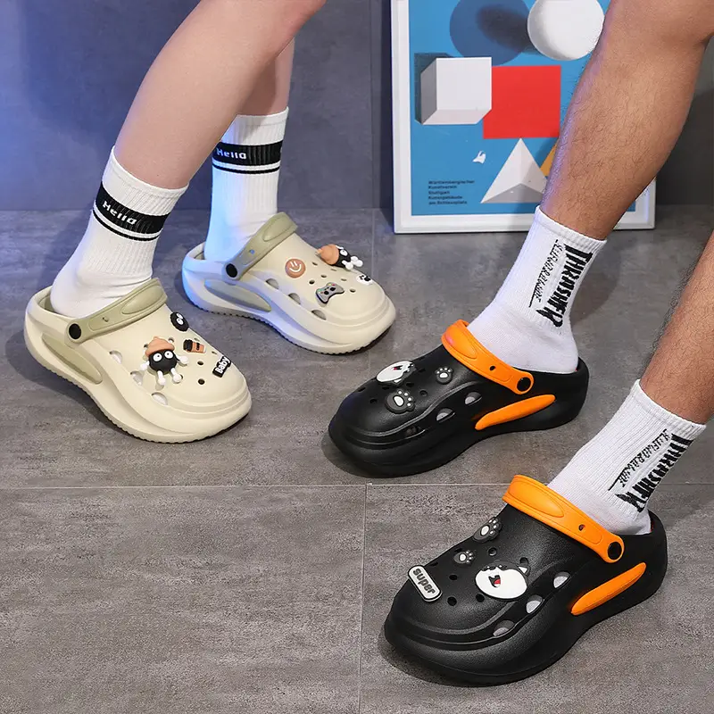 Croc Shoes Women's Non-Slip Eva Sandals Outer Wear Beach Sandals Breathable Thick-Soled Toe-Cap Slippers Men's Summer Wholesale