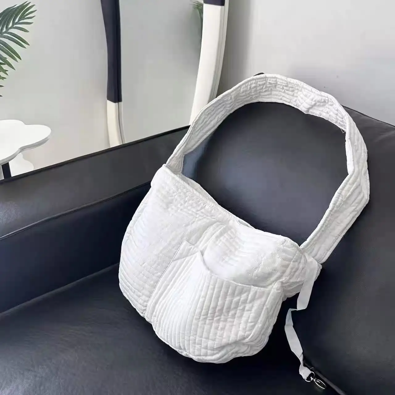 White Faux Fur Crossbody Bag for Pets Gardening — feature 2