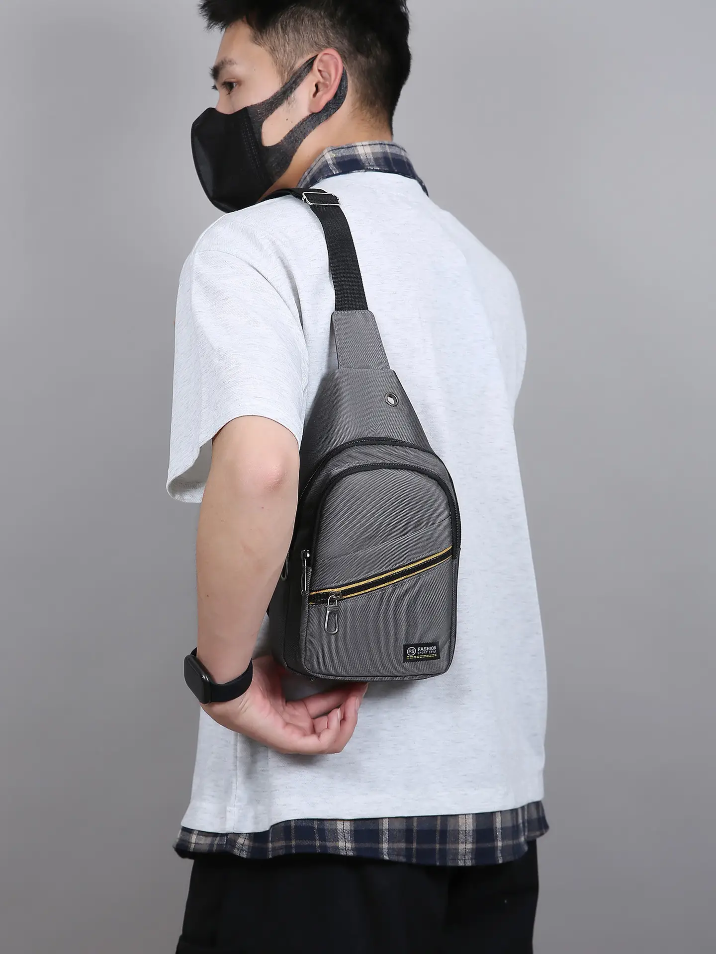 Men's Navy Blue Crossbody Bag for Business & Sports Use
