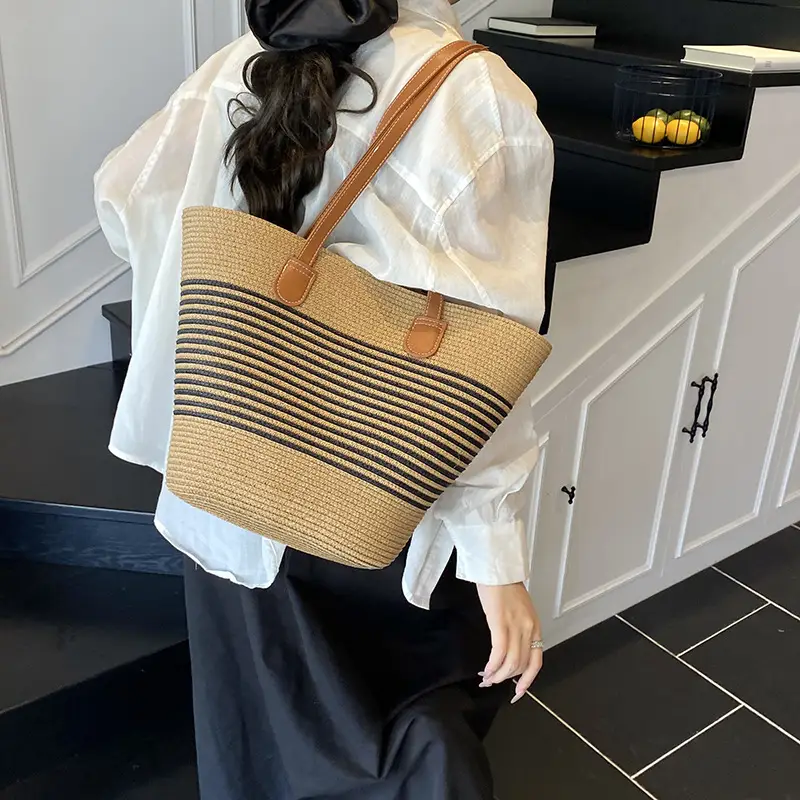 Women's Pastoral Woven Shoulder Bag with French Bow Handle - Image 6