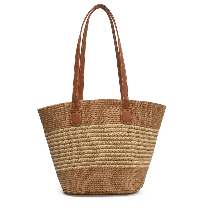 Women's Pastoral Woven Shoulder Bag with French Bow Handle - Image 8