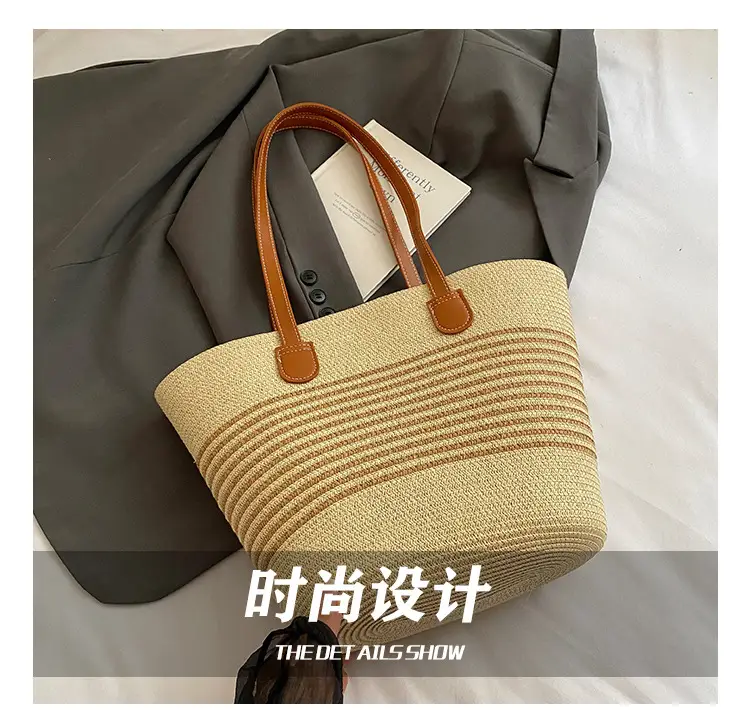 Women's Pastoral Woven Shoulder Bag with French Bow Handle — feature 11
