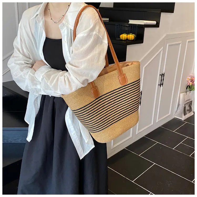 Women's Pastoral Woven Shoulder Bag with French Bow Handle — feature 14
