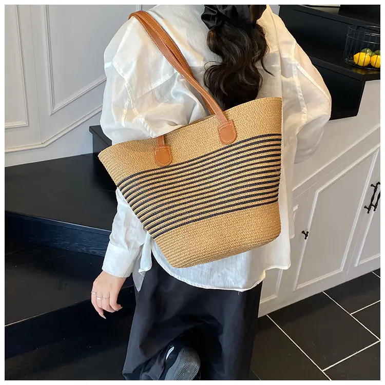 Women's Pastoral Woven Shoulder Bag with French Bow Handle — feature 16