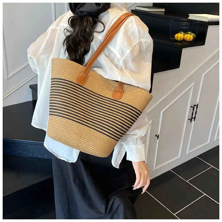 Women's Pastoral Woven Shoulder Bag with French Bow Handle — feature 18