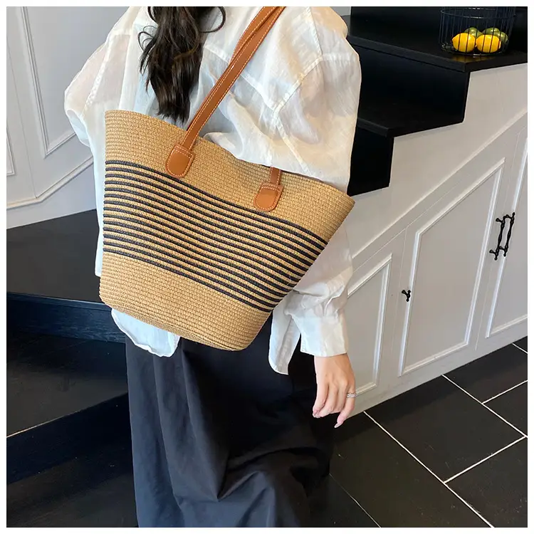 Women's Pastoral Woven Shoulder Bag with French Bow Handle — feature 19