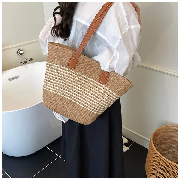 Women's Pastoral Woven Shoulder Bag with French Bow Handle — feature 32