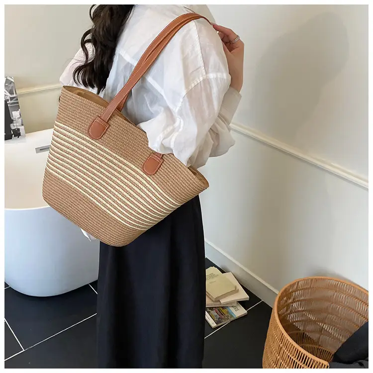 Women's Pastoral Woven Shoulder Bag with French Bow Handle — feature 33