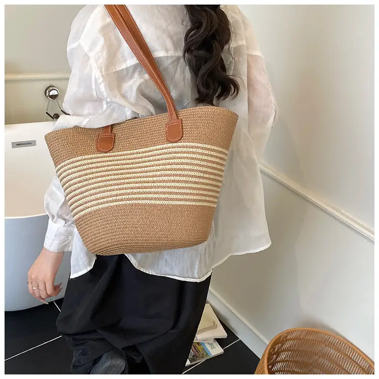 Women's Pastoral Woven Shoulder Bag with French Bow Handle — feature 35
