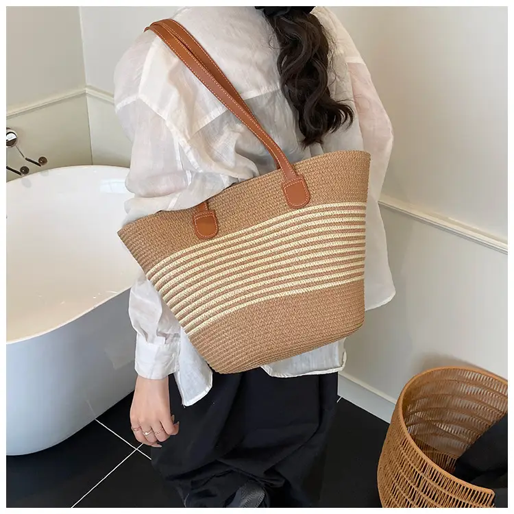 Women's Pastoral Woven Shoulder Bag with French Bow Handle — feature 36
