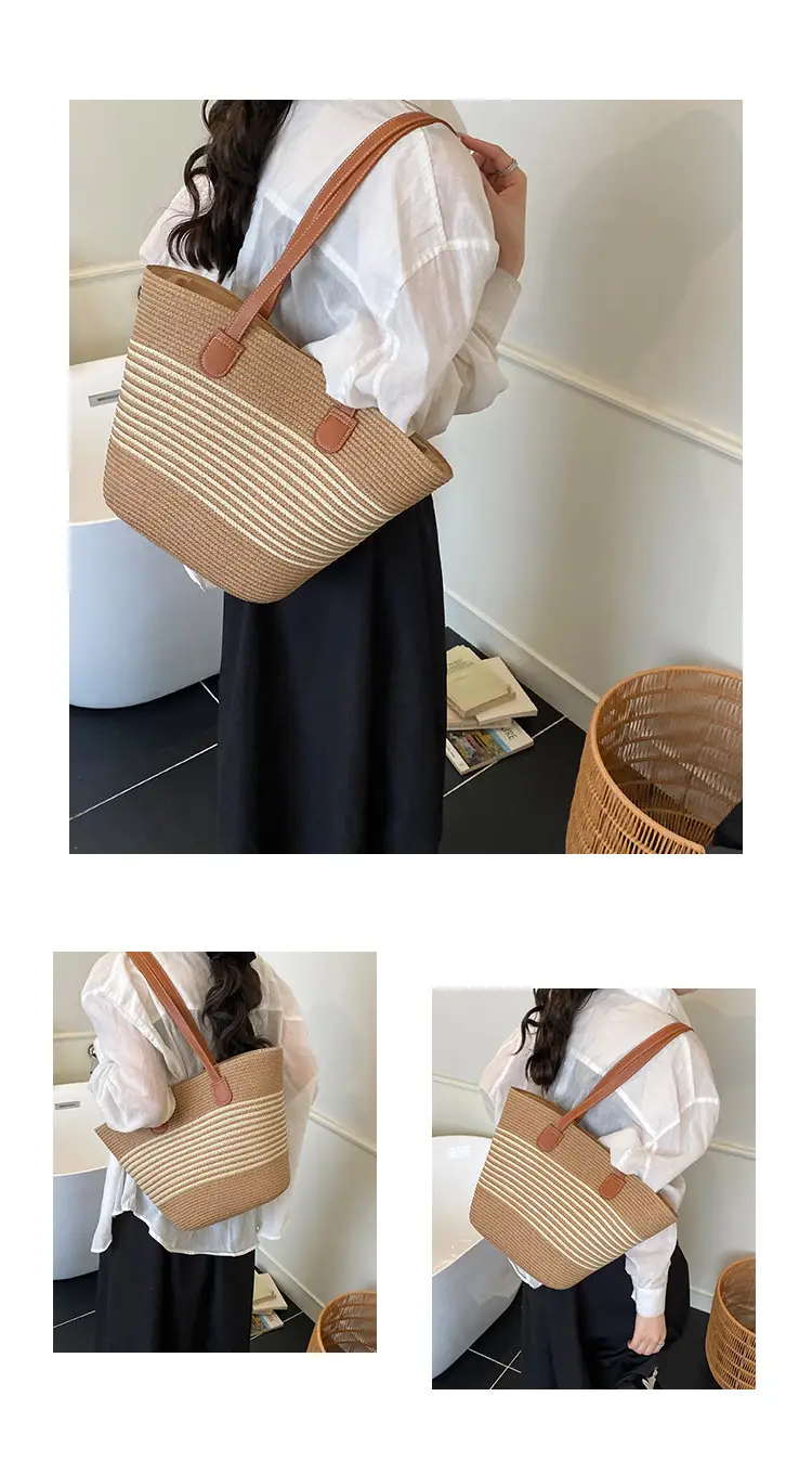 Women's Pastoral Woven Shoulder Bag with French Bow Handle — feature 7