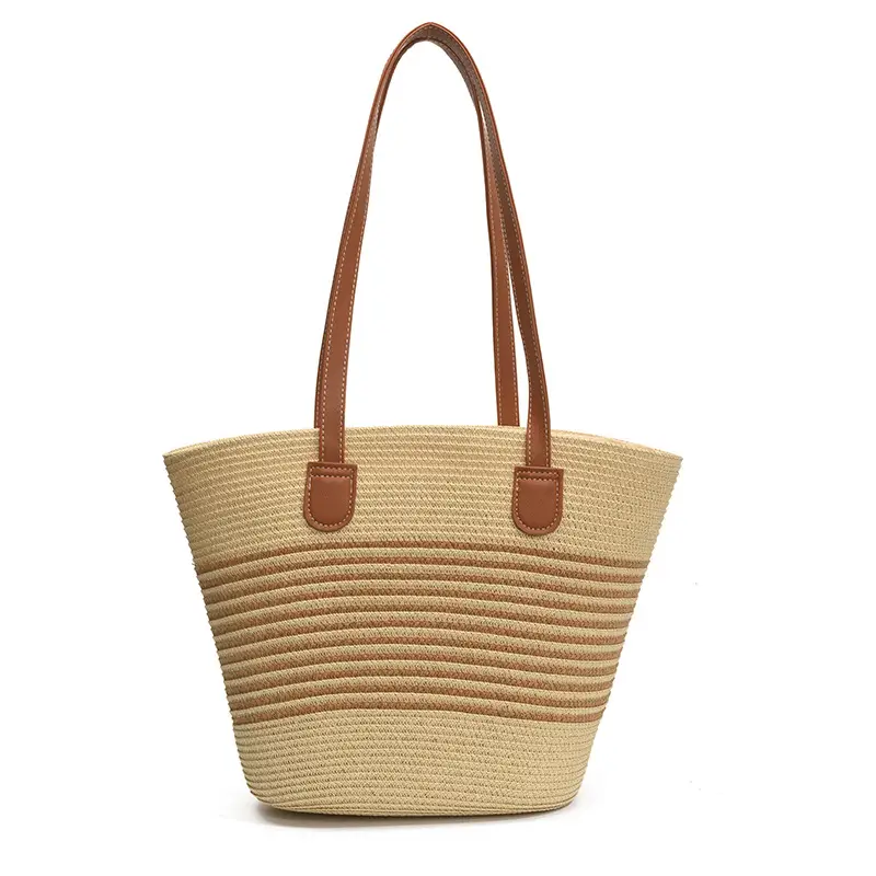 Women's Pastoral Woven Shoulder Bag with French Bow Handle - Image 2