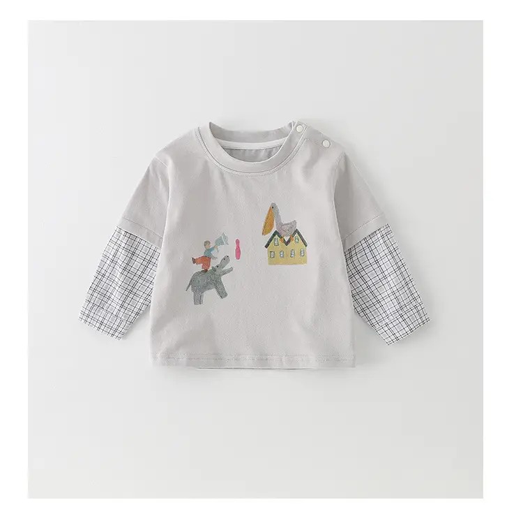 Baby T-Shirt Grey Cartoon Long Sleeve Autumn Boys — feature 13
