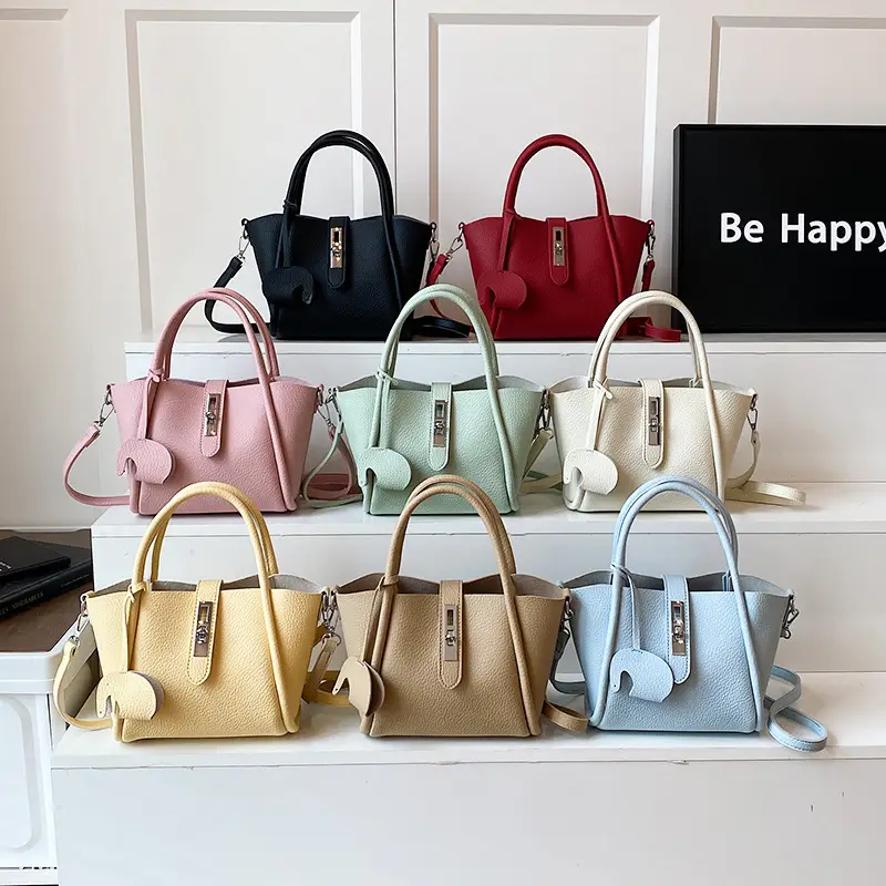 Women's Beige Leather Crossbody Tote Bag with Top Handle - Image 12