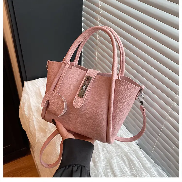 Women's Beige Leather Crossbody Tote Bag with Top Handle — feature 13