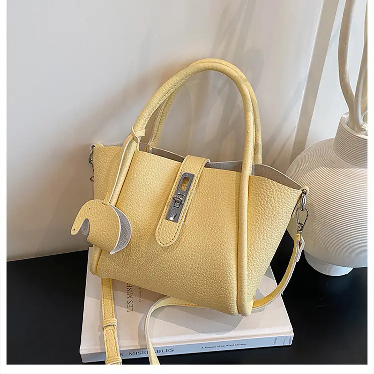 Women's Beige Leather Crossbody Tote Bag with Top Handle — feature 14