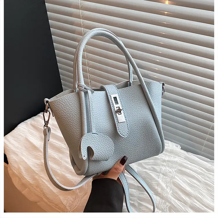 Women's Beige Leather Crossbody Tote Bag with Top Handle — feature 15