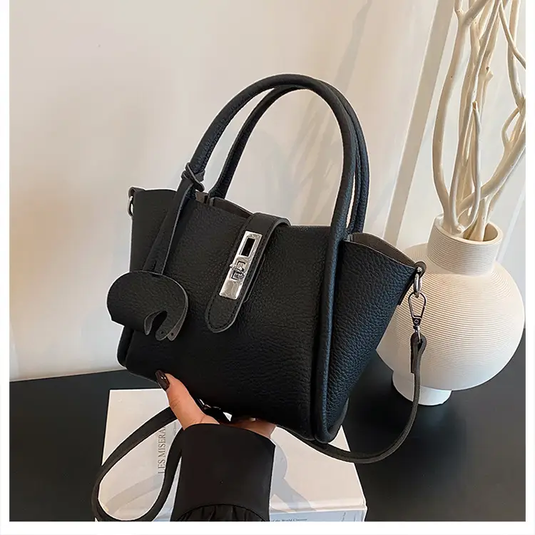 Women's Beige Leather Crossbody Tote Bag with Top Handle — feature 16
