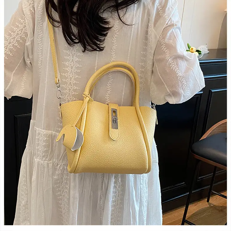 Women's Beige Leather Crossbody Tote Bag with Top Handle — feature 18