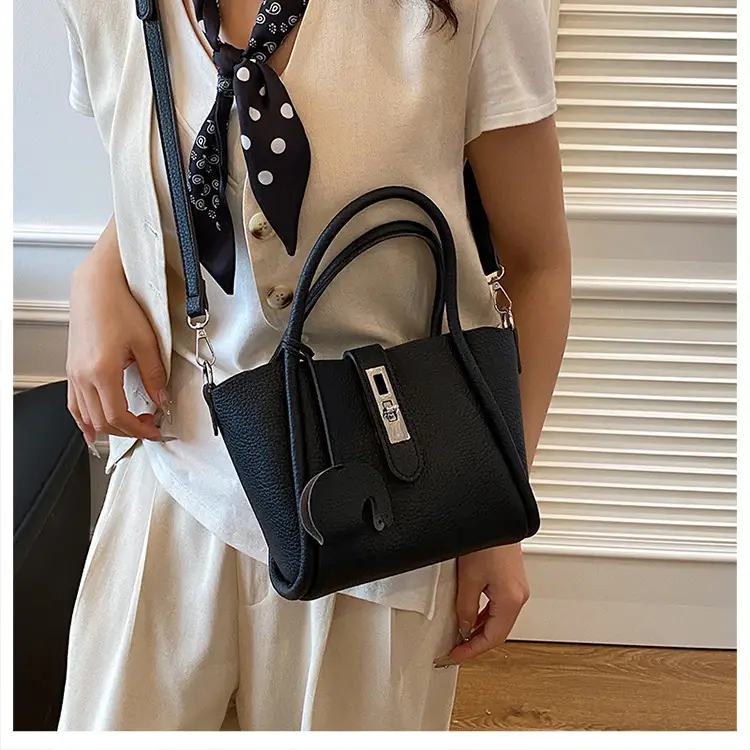 Women's Beige Leather Crossbody Tote Bag with Top Handle — feature 20