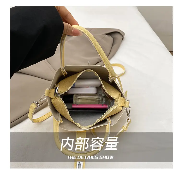 Women's Beige Leather Crossbody Tote Bag with Top Handle — feature 22