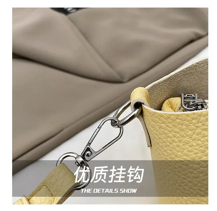 Women's Beige Leather Crossbody Tote Bag with Top Handle — feature 23