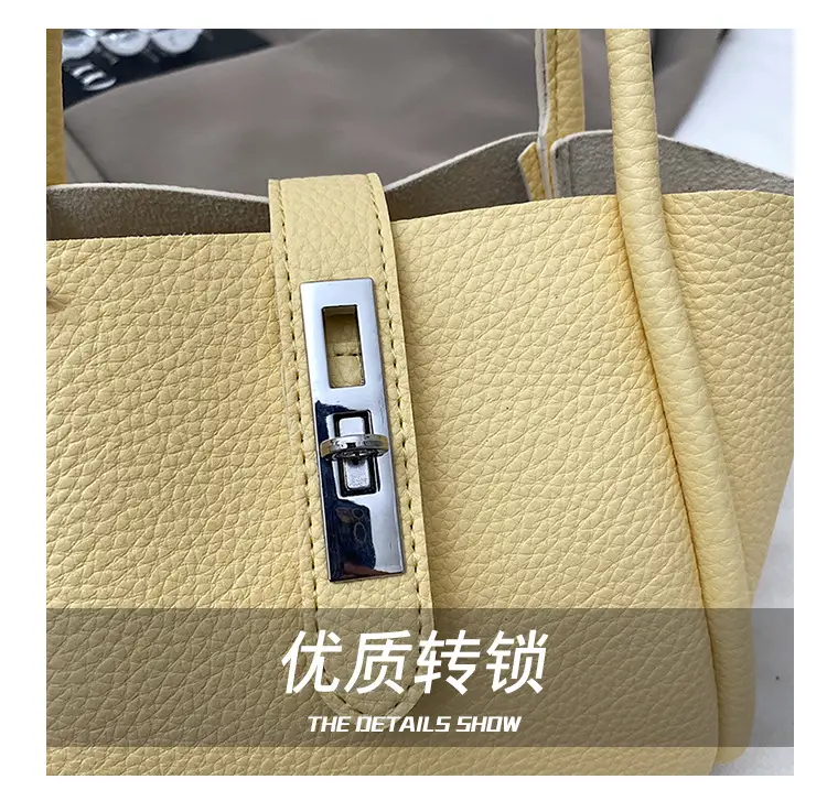 Women's Beige Leather Crossbody Tote Bag with Top Handle — feature 24