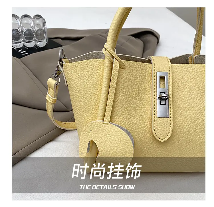 Women's Beige Leather Crossbody Tote Bag with Top Handle — feature 25