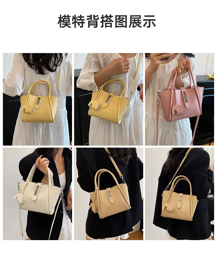 Women's Beige Leather Crossbody Tote Bag with Top Handle — feature 3
