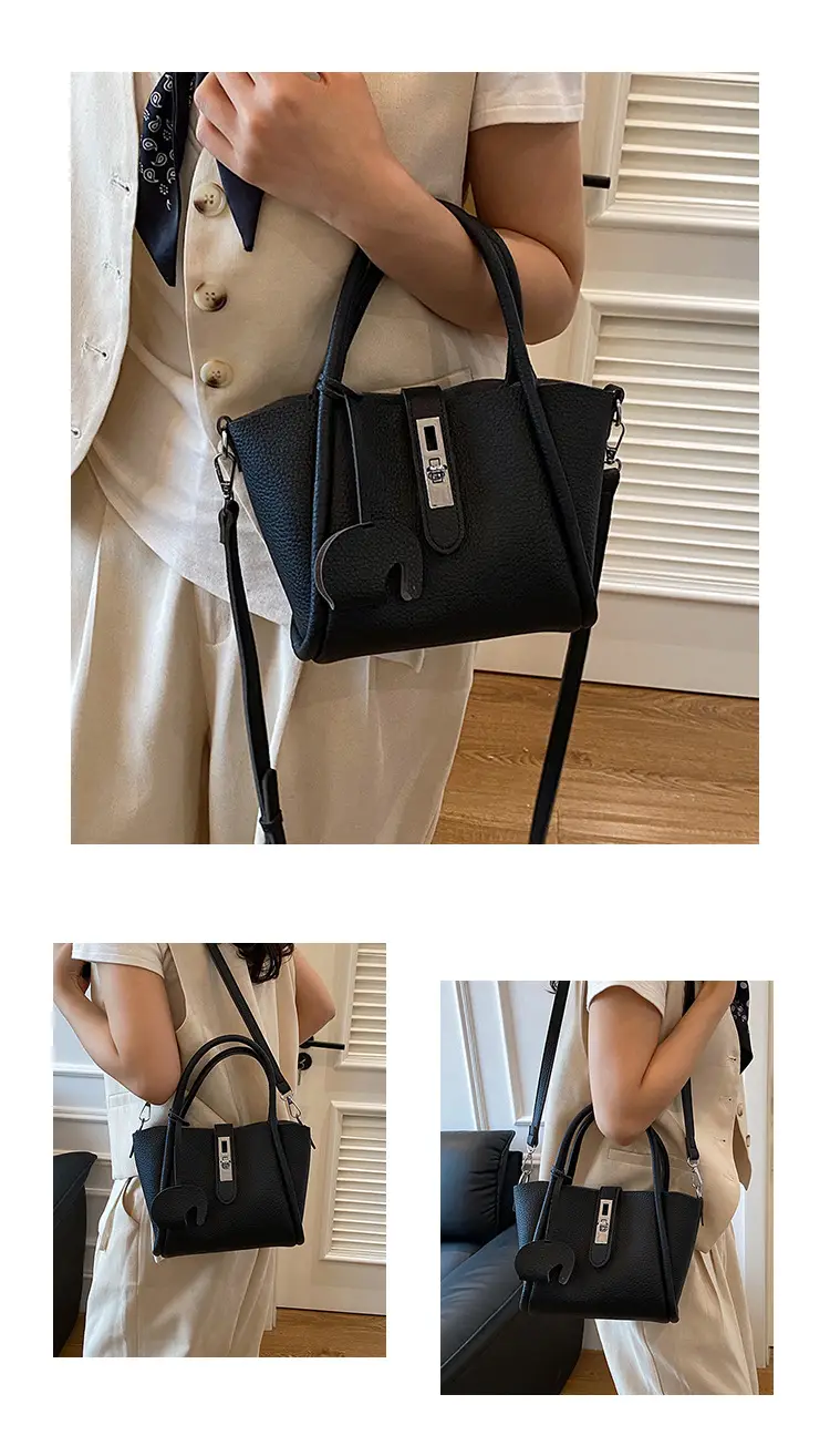 Women's Beige Leather Crossbody Tote Bag with Top Handle — feature 6