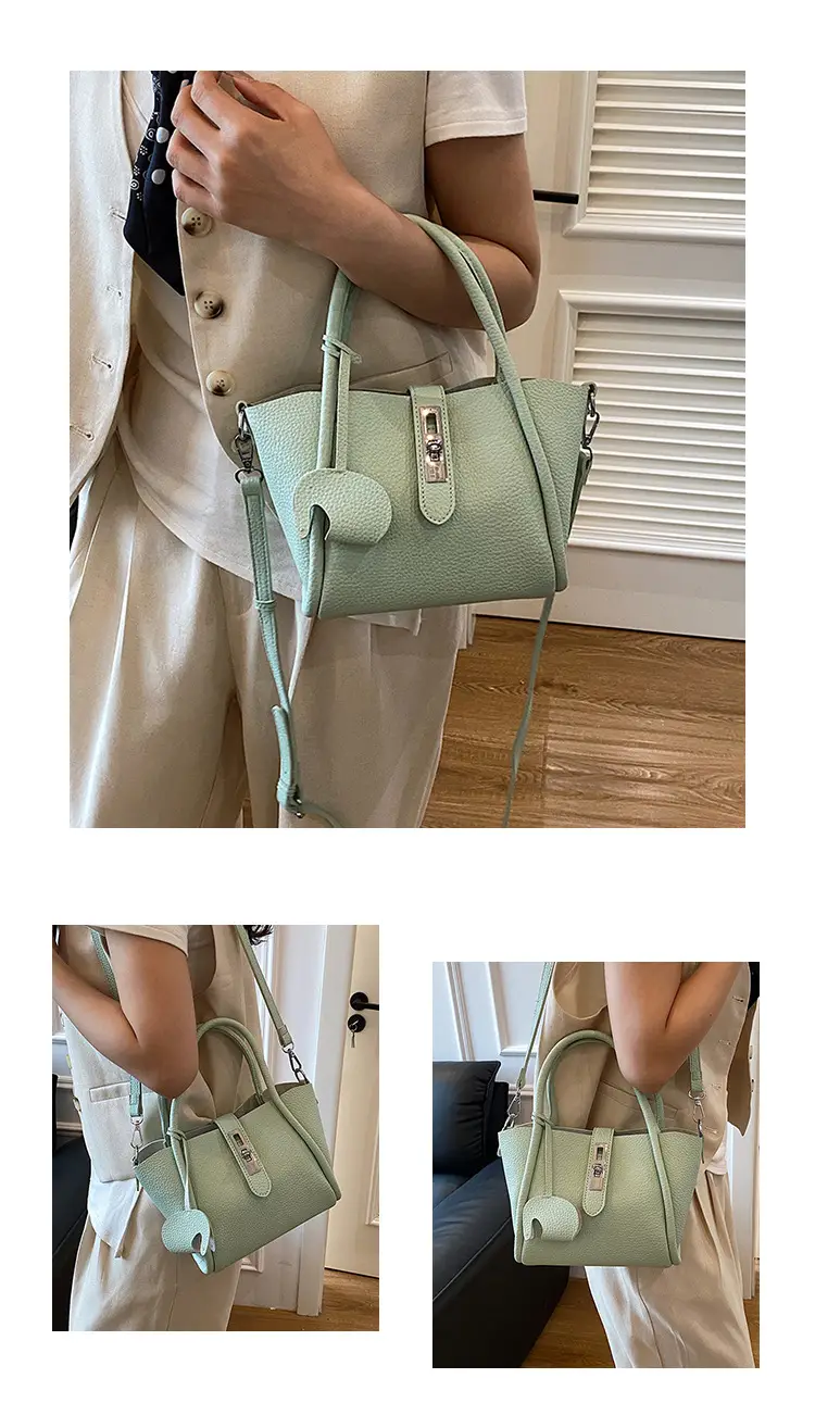 Women's Beige Leather Crossbody Tote Bag with Top Handle — feature 7