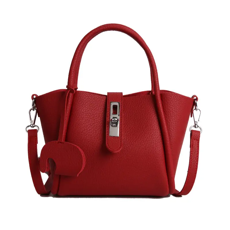 Women's Beige Leather Crossbody Tote Bag with Top Handle - Image 3