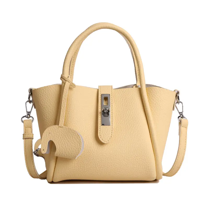 Women's Beige Leather Crossbody Tote Bag with Top Handle - Image 4