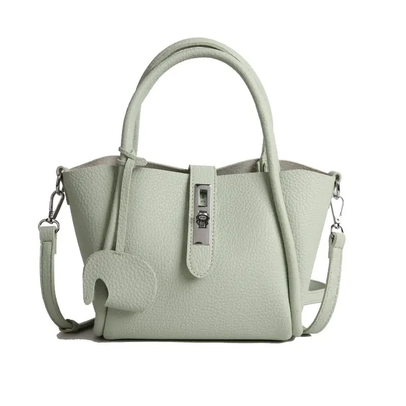 Women's Beige Leather Crossbody Tote Bag with Top Handle - Image 6