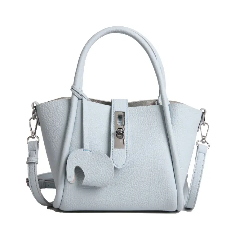 Women's Beige Leather Crossbody Tote Bag with Top Handle - Image 7