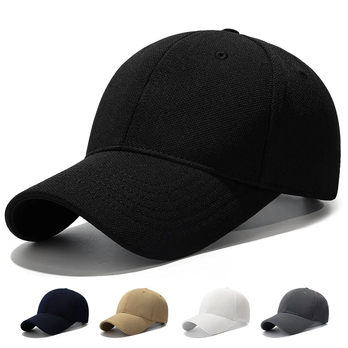 Black Baseball Cap with Embroidered Eye & Breathable Design - Image 11