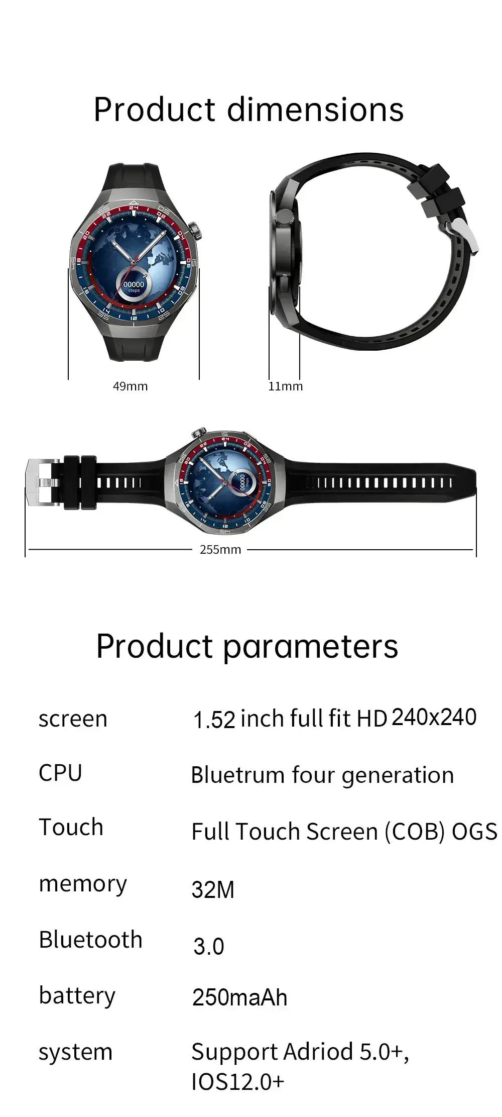 Smart Watch with Heart Rate & Blood Pressure Display for Men — feature 15