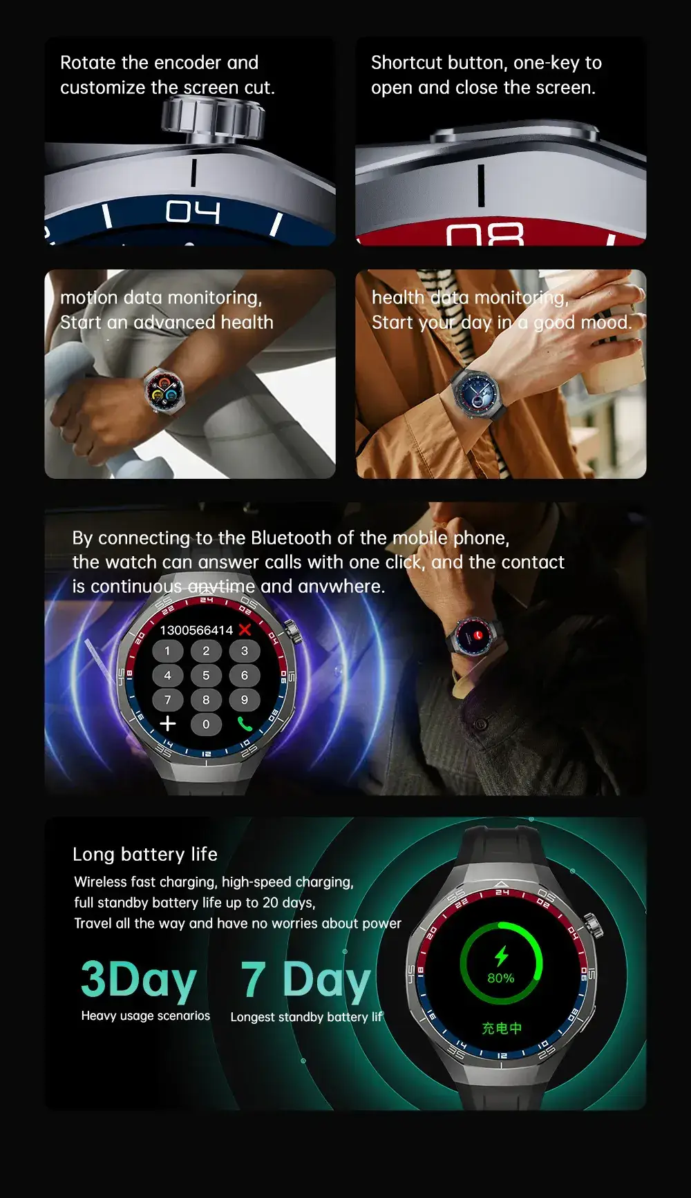 Smart Watch with Heart Rate & Blood Pressure Display for Men — feature 2